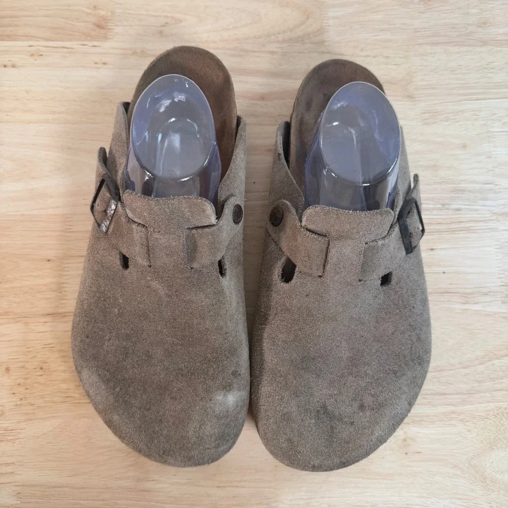 Birkenstock Boston Soft Footbed Clogs Men's Taupe Suede Slip On Casual - 11 44